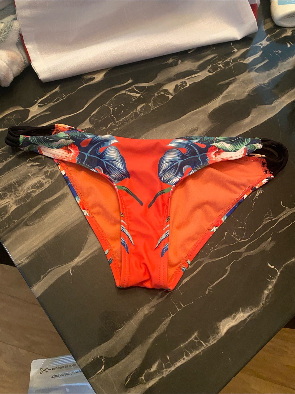 Orange Floral Bikini Bottoms M